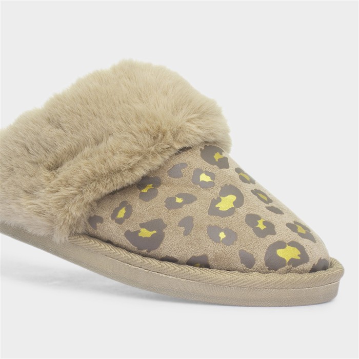 Mila Womens Brown Leopard Mule Slipper