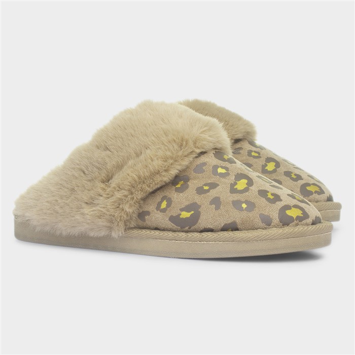 Mila Womens Brown Leopard Mule Slipper
