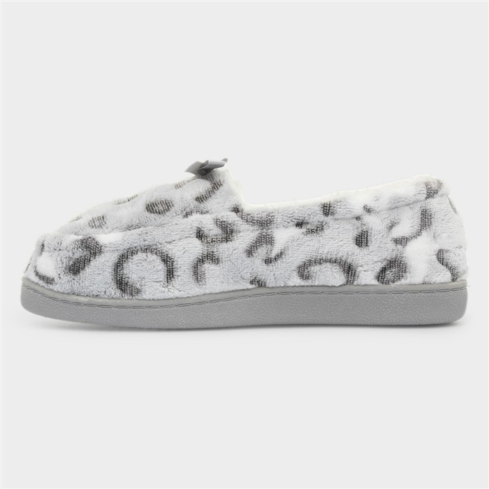 Womens Grey Leopard Slipper