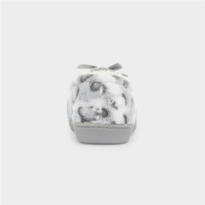 Womens Grey Leopard Slipper