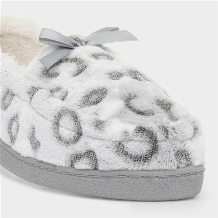 Womens Grey Leopard Slipper
