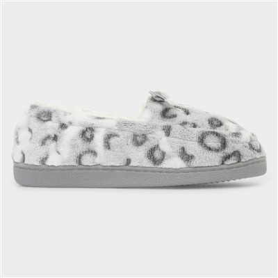 Womens Grey Leopard Slipper