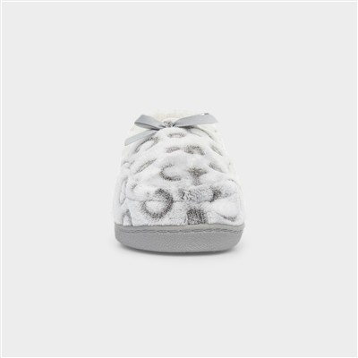 Womens Grey Leopard Slipper