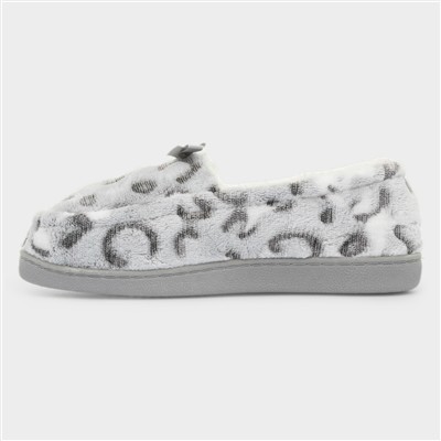 Womens Grey Leopard Slipper