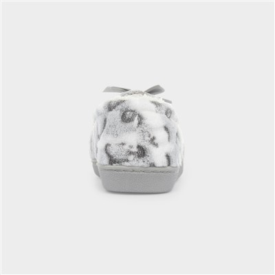 Womens Grey Leopard Slipper