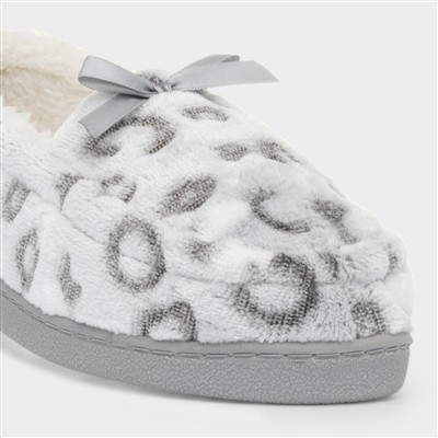 Womens Grey Leopard Slipper