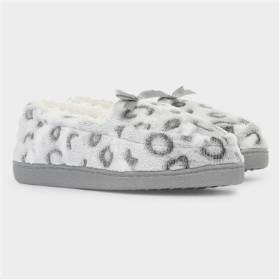 Womens Grey Leopard Slipper