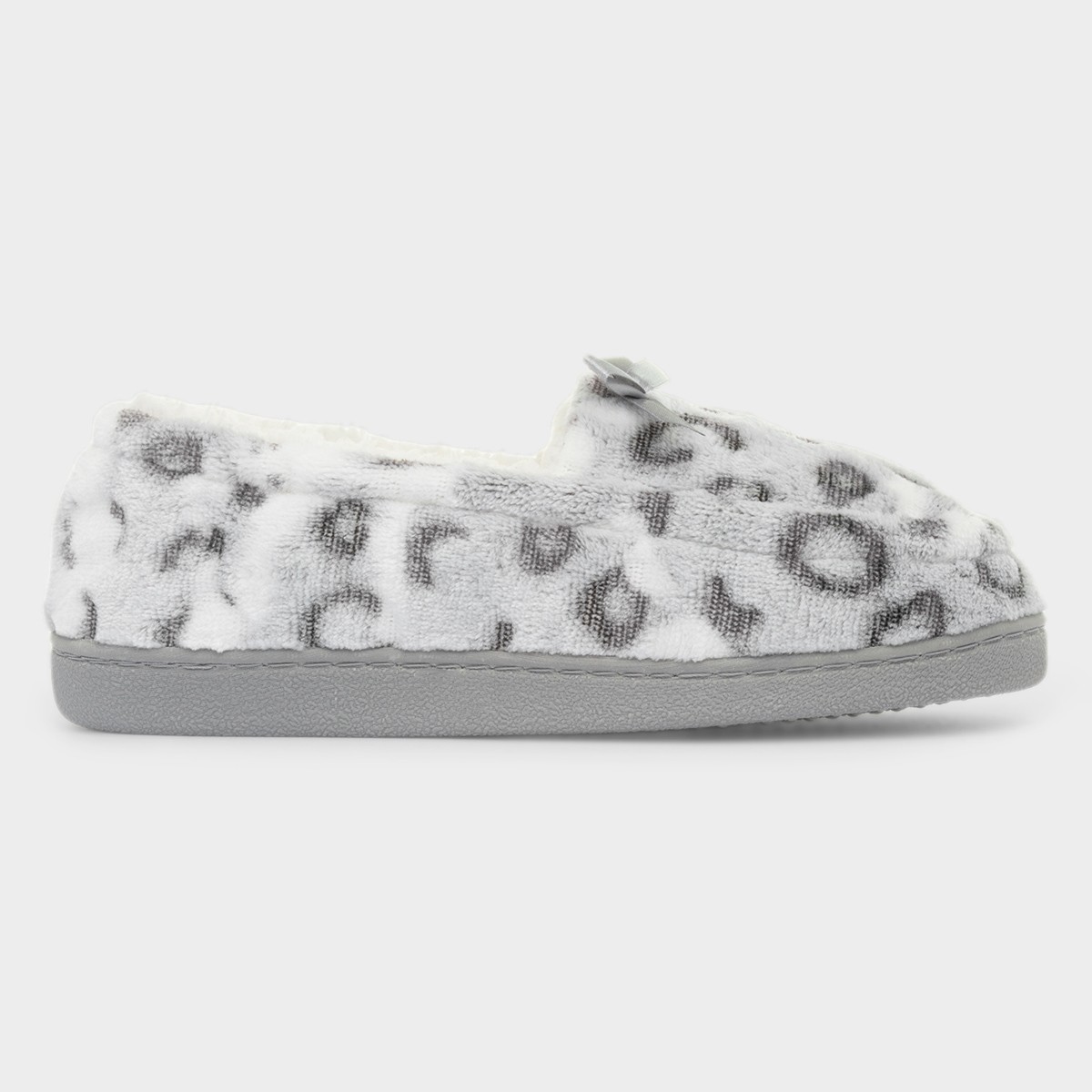 Womens Grey Leopard Slipper
