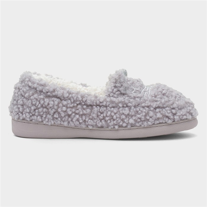 The Slipper Company Womens Grey Cat Moccasin-69258 | shoezone