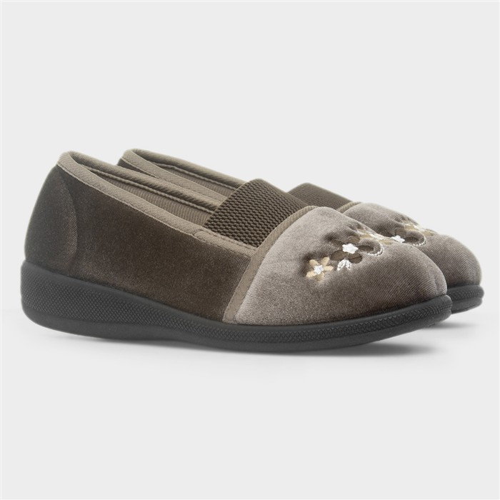 Wendy Womens Mink Wide Fit Full Slipper