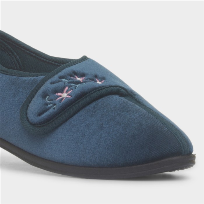Veronica Womens Navy Full Slipper