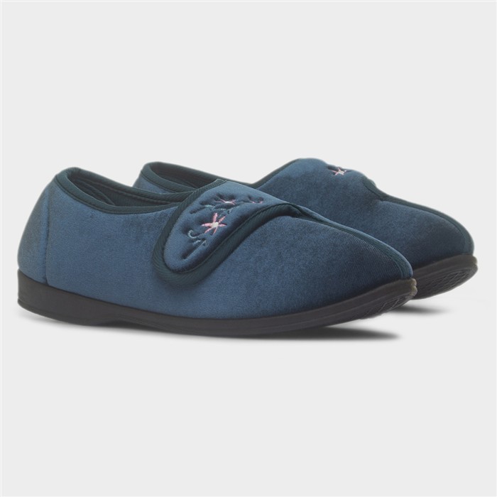 Veronica Womens Navy Full Slipper