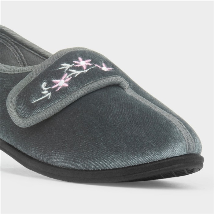 Veronica Womens Grey Full Slipper