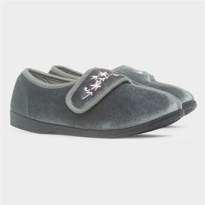 Veronica Womens Grey Full Slipper