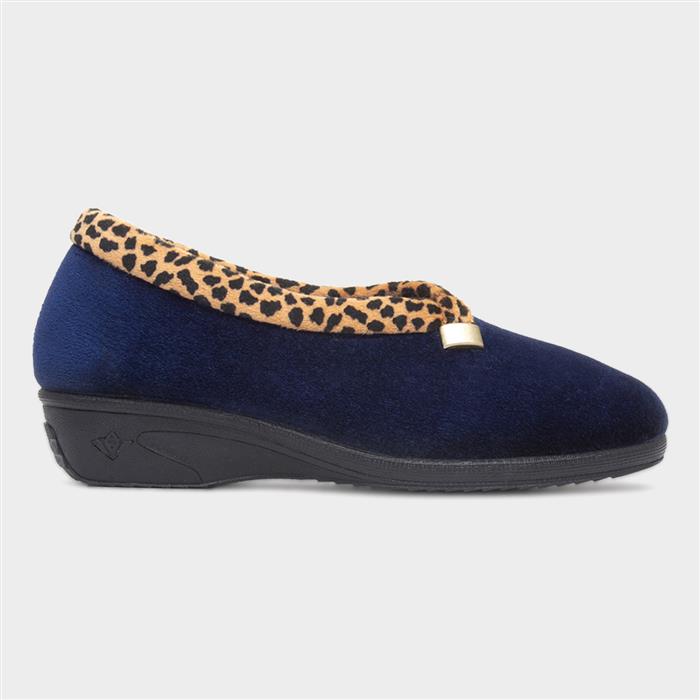 Lunar Paloma Womens Navy Wedge Slipper-69267 shoezone