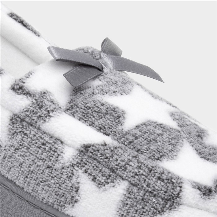 Womens Grey Star Moccasin
