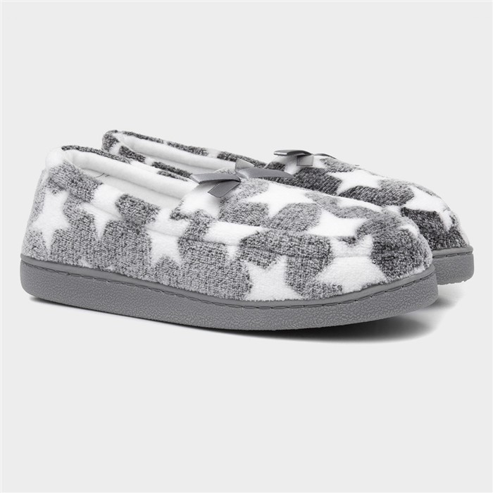 Womens Grey Star Moccasin
