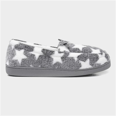 Womens Grey Star Moccasin
