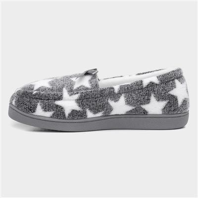 Womens Grey Star Moccasin
