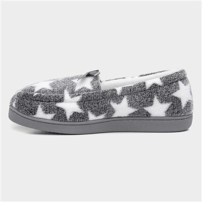 Womens Grey Star Moccasin