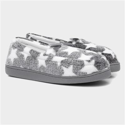 Womens Grey Star Moccasin