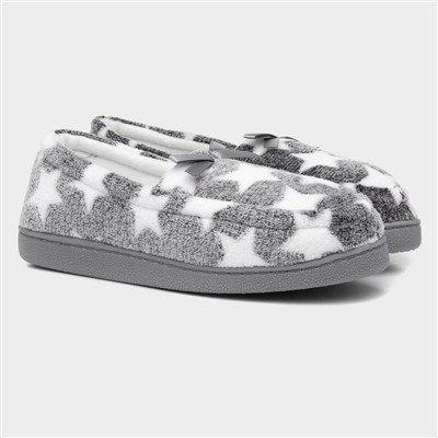 Womens Grey Star Moccasin