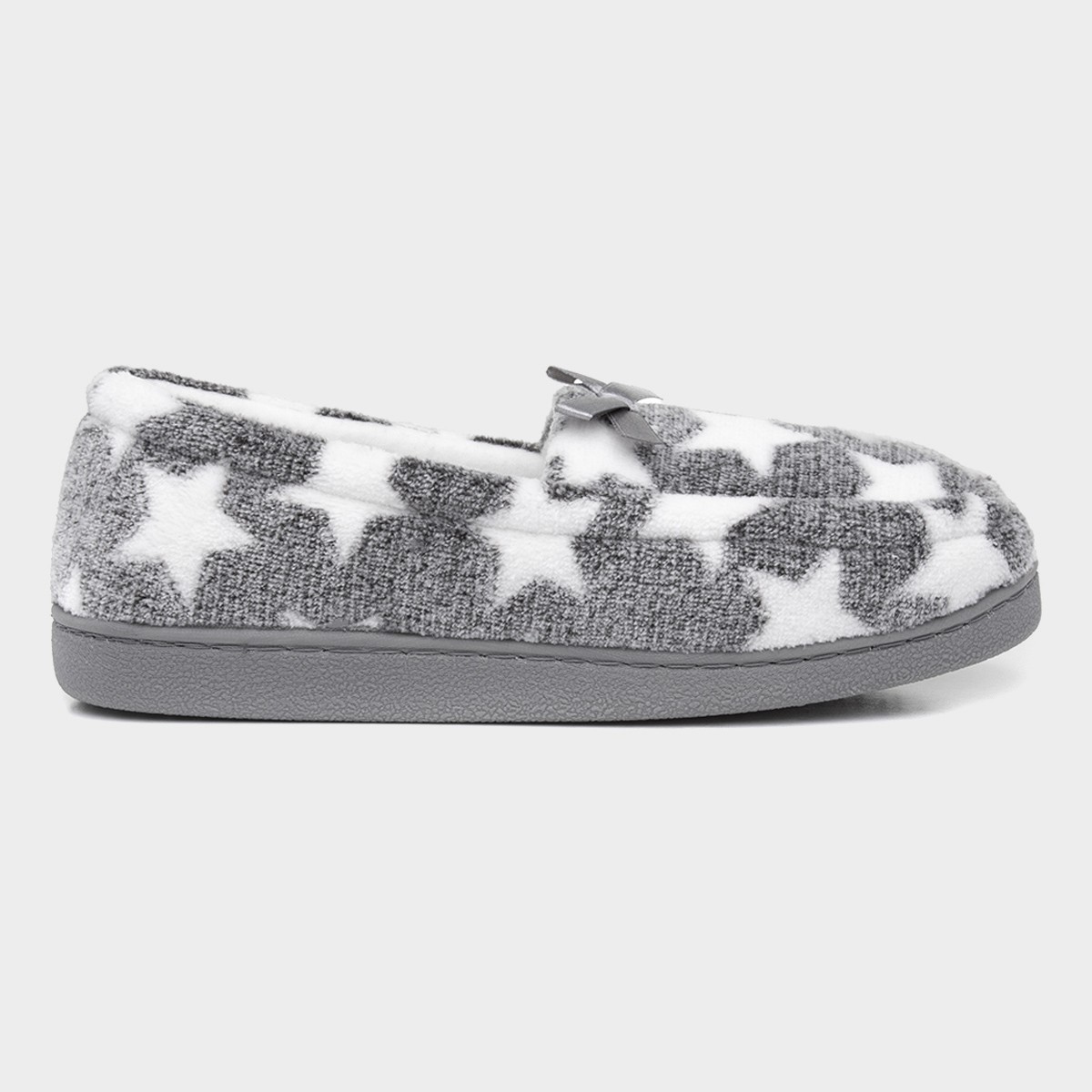 Womens Grey Star Moccasin