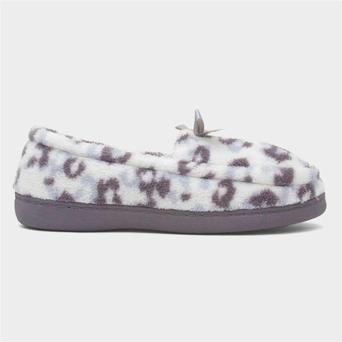 Womens Grey Moccasin Slipper