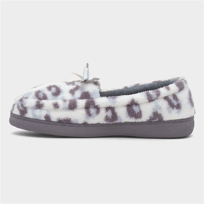 Womens Grey Moccasin Slipper