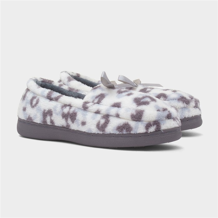 Womens Grey Moccasin Slipper