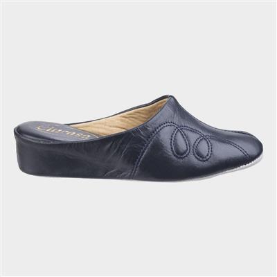 Mahon Womens Leather Slipper in Navy