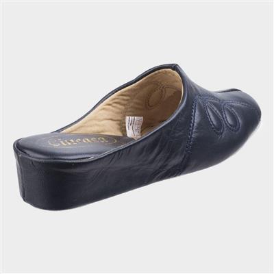 Mahon Womens Navy Leather Slipper