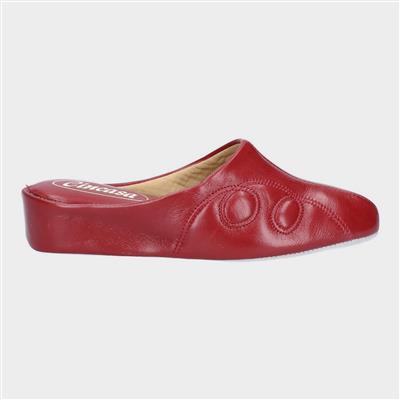 Mahon Womens Red Leather Slipper