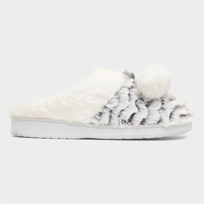 Women's Grey Faux Fur Mule
