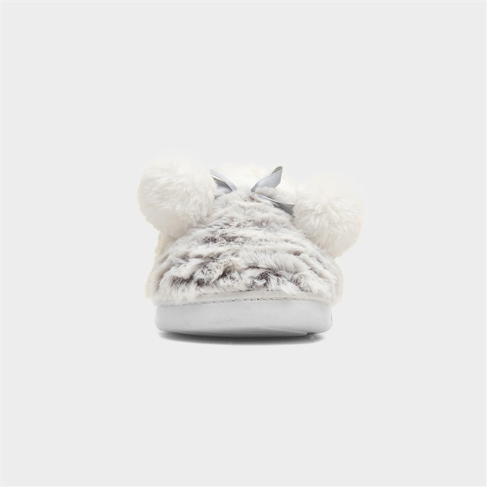 Women's Grey Faux Fur Mule