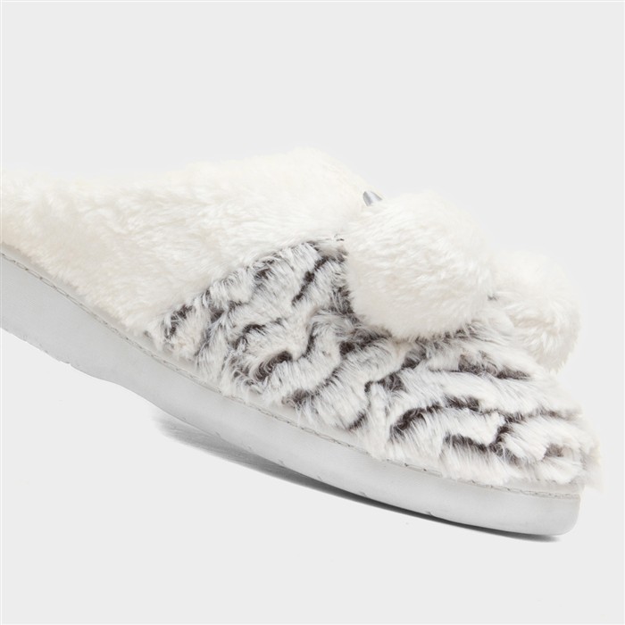Women's Grey Faux Fur Mule