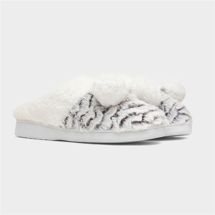 Women's Grey Faux Fur Mule