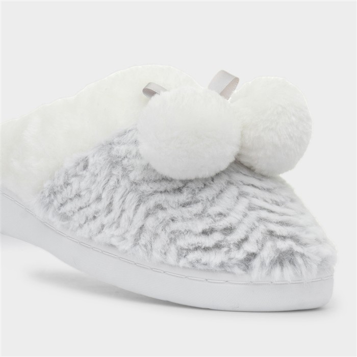 Womens Grey Mule Slipper