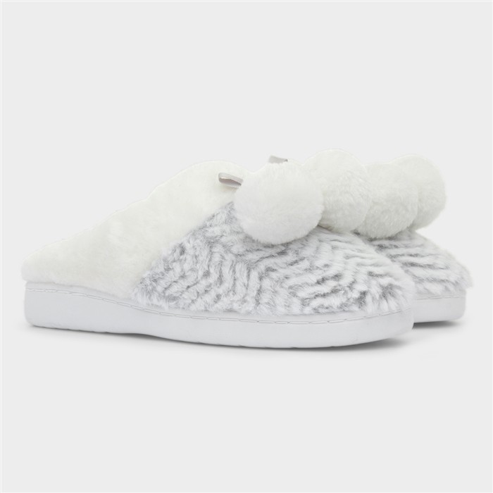 Womens Grey Mule Slipper
