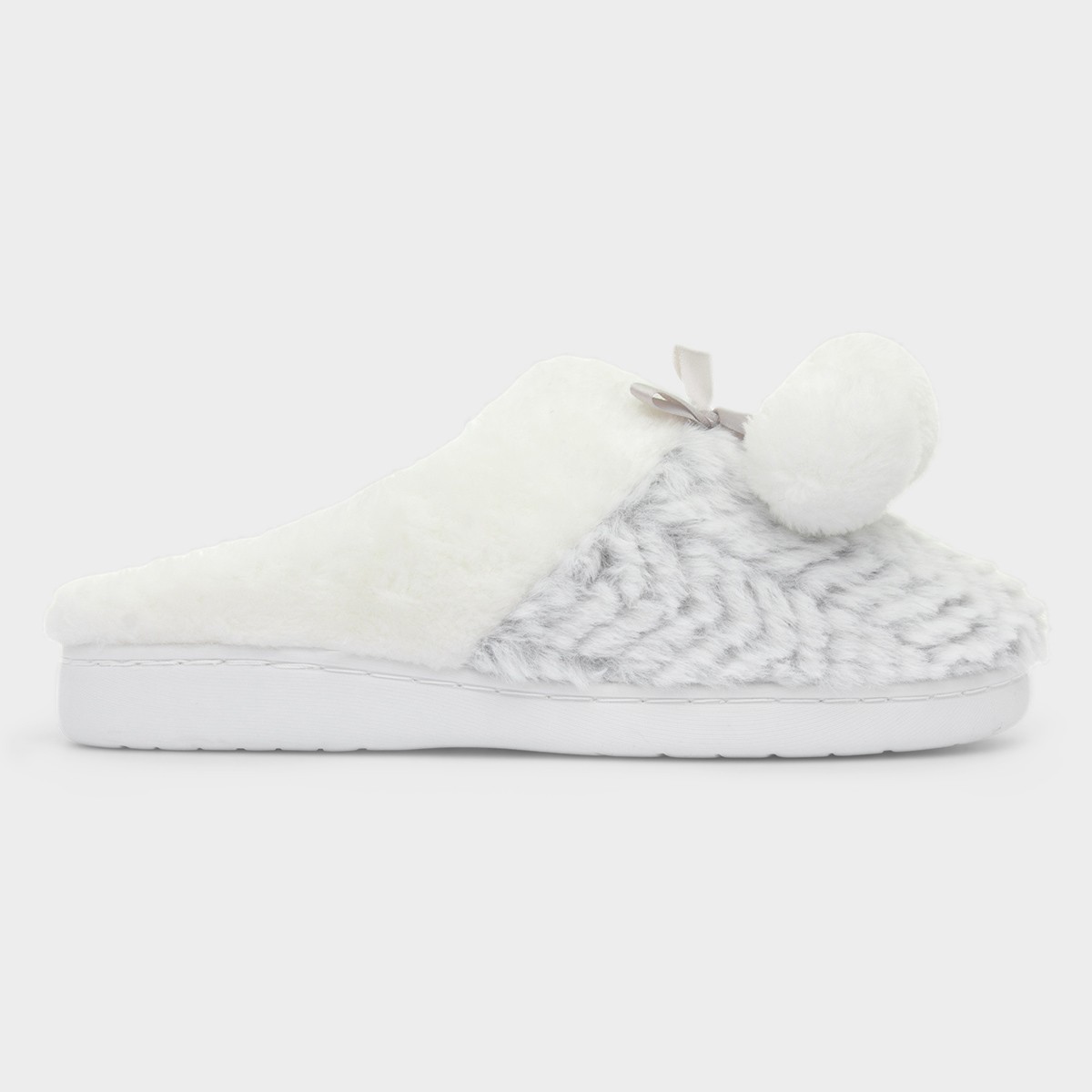 Womens Grey Mule Slipper