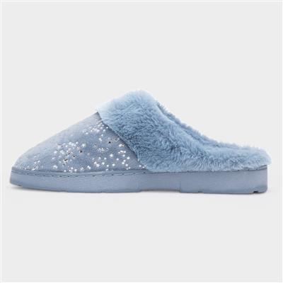 Flora Womens Blue Mule Slipper