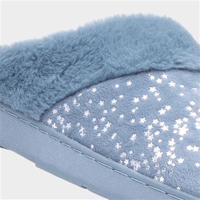 Flora Womens Blue Mule Slipper
