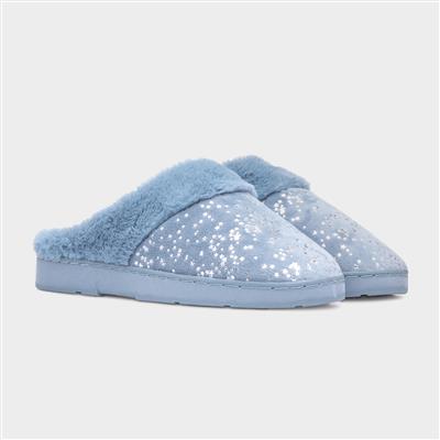 Flora Womens Blue Mule Slipper