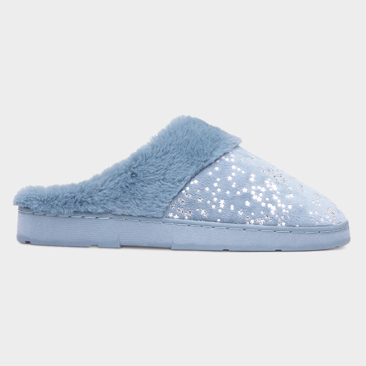 Flora Womens Blue Mule Slipper