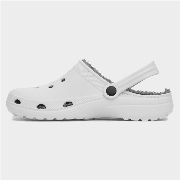 Womens White Warm Lined Slipper