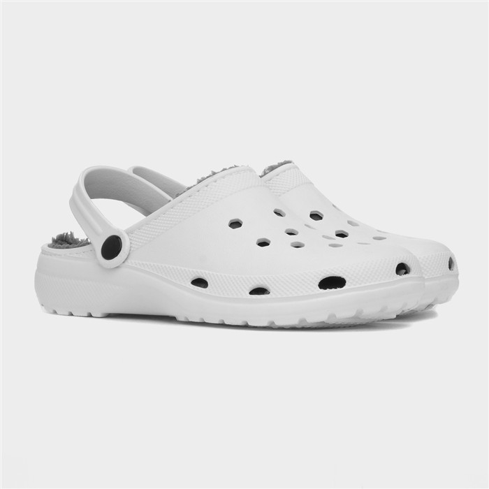 Womens White Warm Lined Slipper