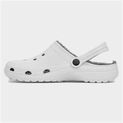 Womens White Warm Lined Slipper