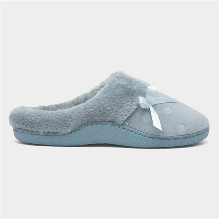 Womens Aqua Bow Mule Slipper