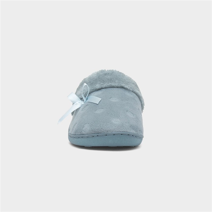 Womens Aqua Bow Mule Slipper