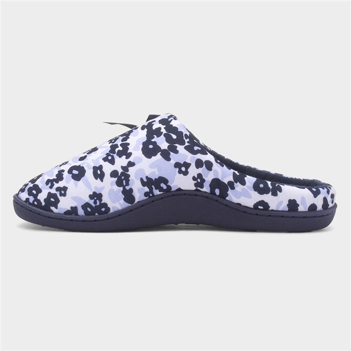 Womens Navy Mule Bow Slipper